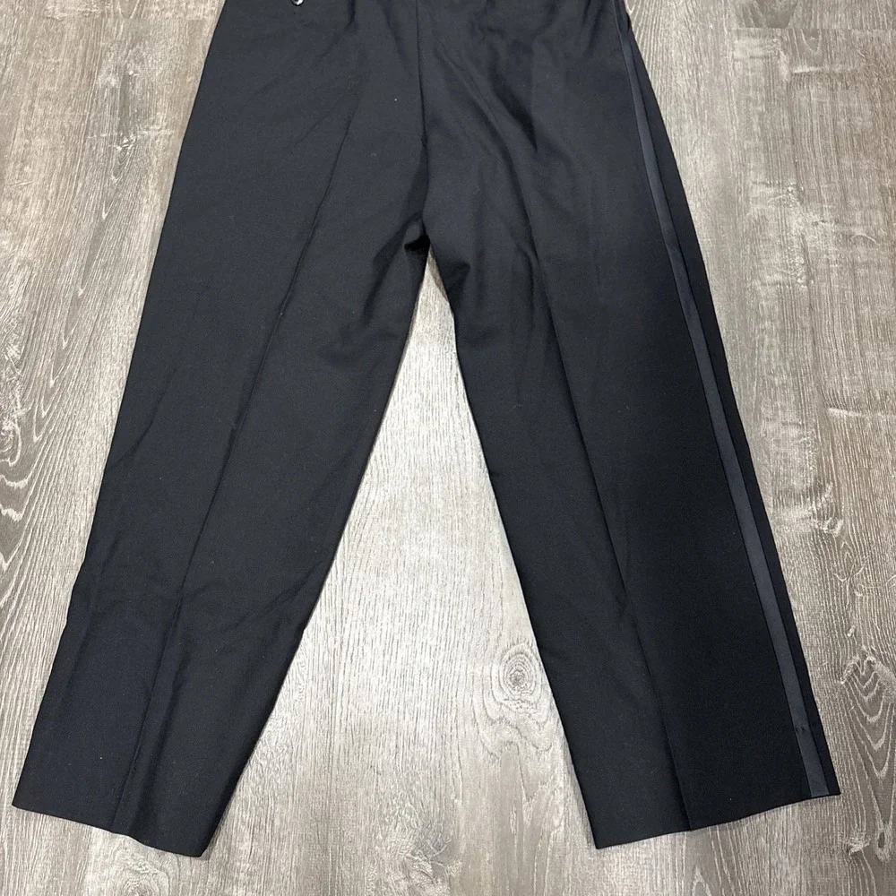 VTG 70s Wool Dress Pants With Suspenders Side Belt Talon Zipper Adjustable 38x31 - Picture 16 of 16